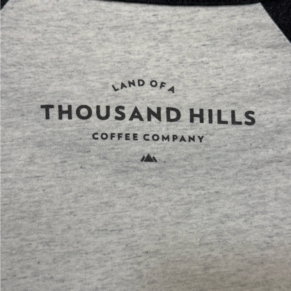 Thousand Hills Drink Coffee Do Good Retro Gray Baseball T-Shirt Women’s M - Picture 3 of 3